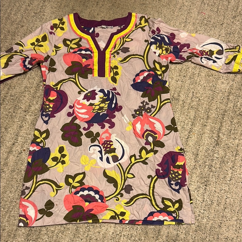 Boden Casual Shift Dress Floral US Sz 14 3/4 Sleeve
